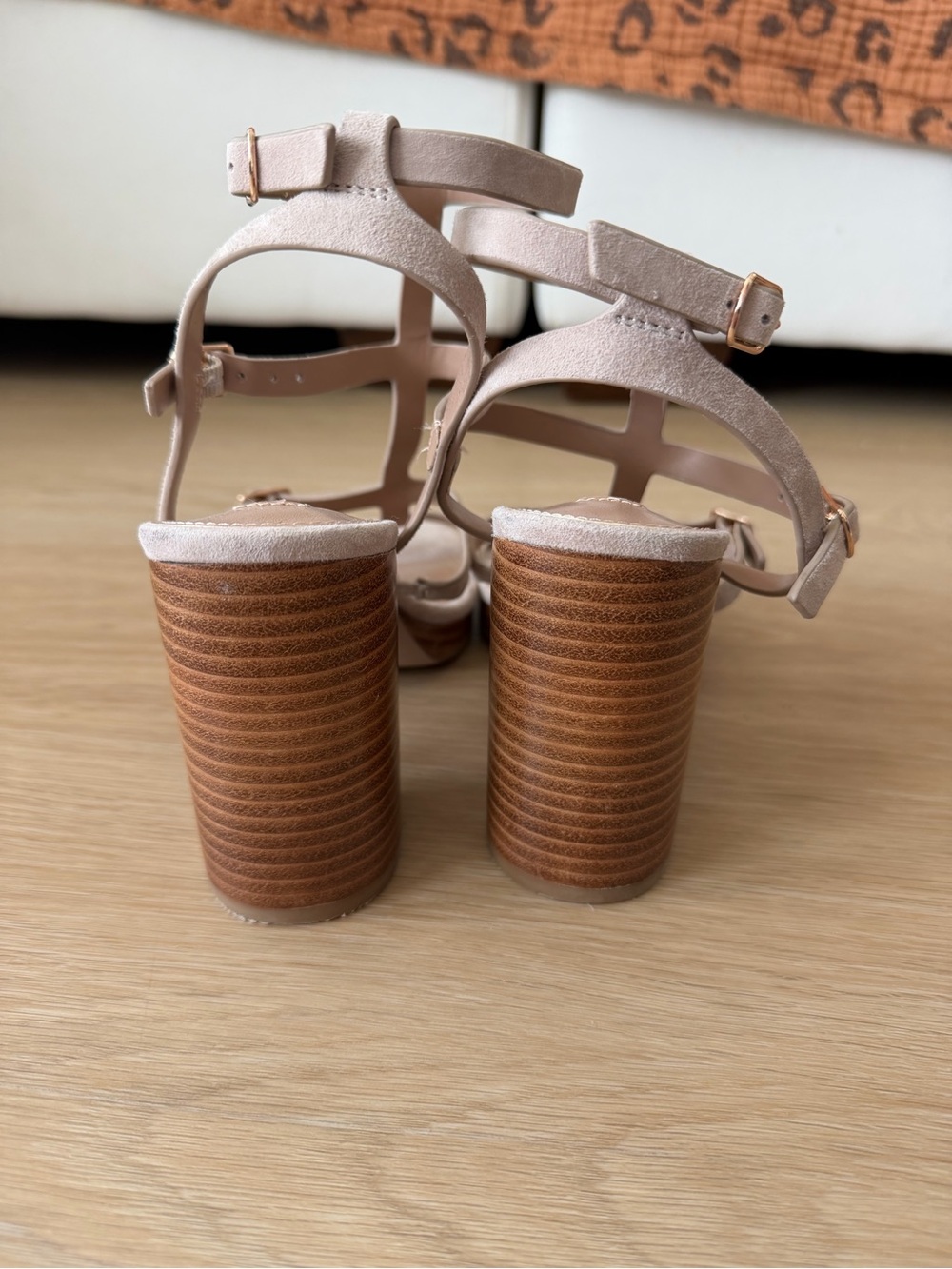 Steve Madden Beige Strappy Block Heel Sandal - Picture 6 of 7